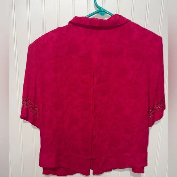 Vintage Karin Stevens Cottagecore Pink Button-Up Top| Size 12 - Picture 4 of 6